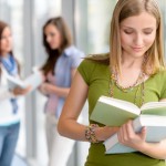 High school teenage student female read book
